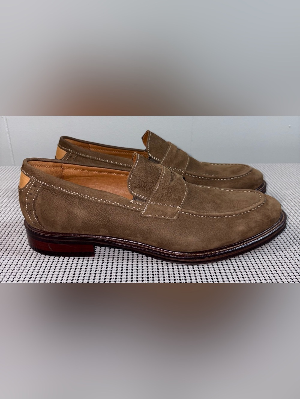 Johnston & Murphy Warner Men’s 9.5M Brown Nubuck Penny Loafers J&M Flex